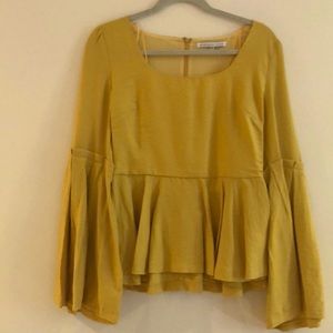 Neiman Marcus yellow long sleeve peplum NWT Sz M